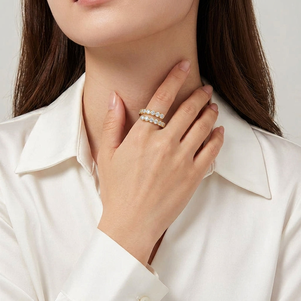 18K Gold Plated 925 Sterling Silver Sculptural Ring - Sabina