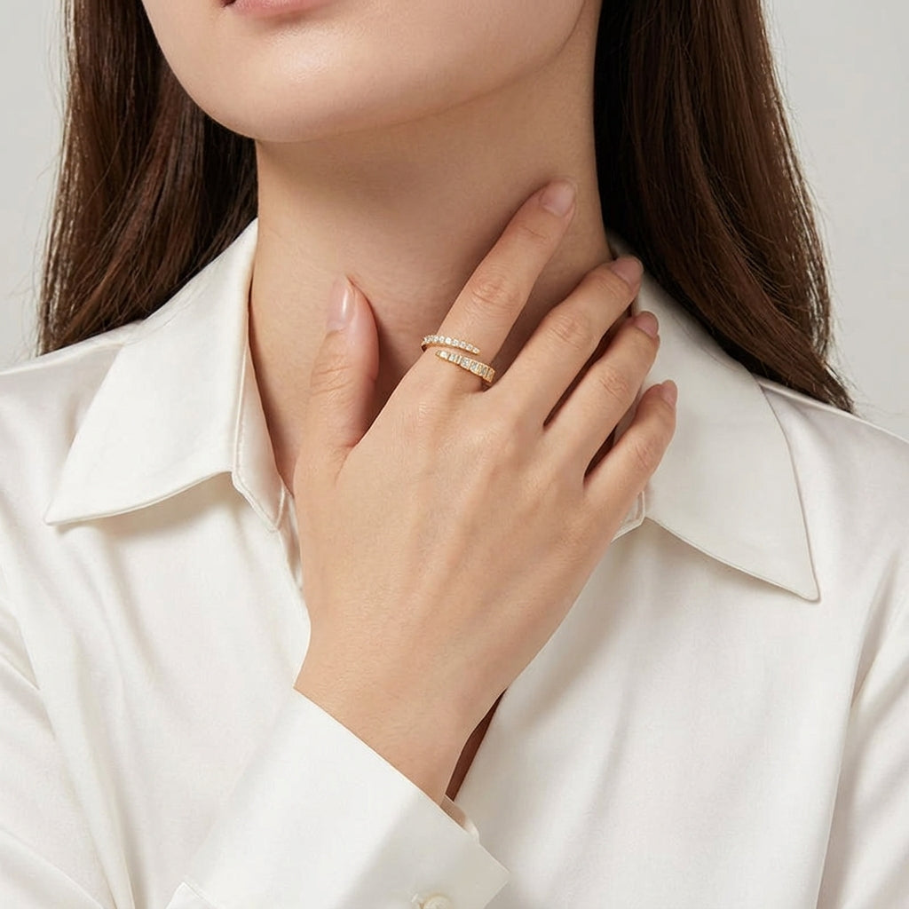 18K Gold Plated 925 Sterling Silver Sculptural Ring - Sabina
